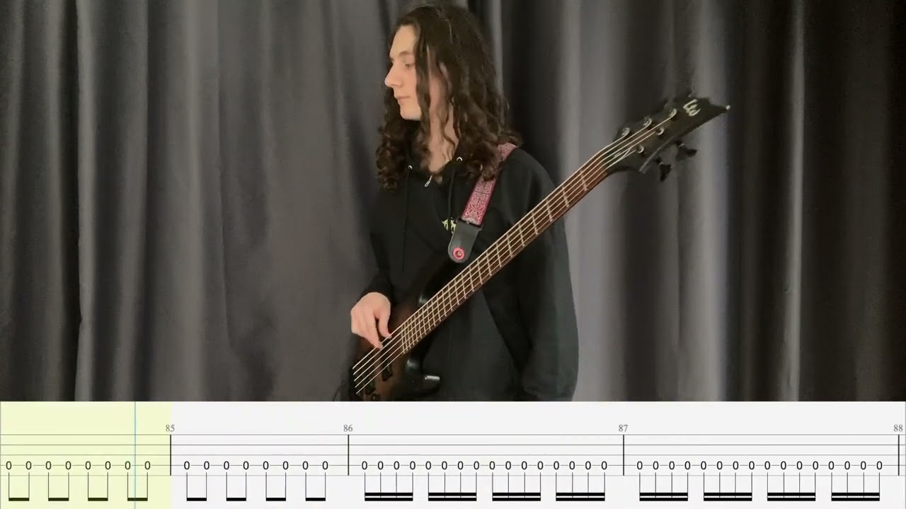 Symphony X- Fallen (bass cover with on-screen tabs)
