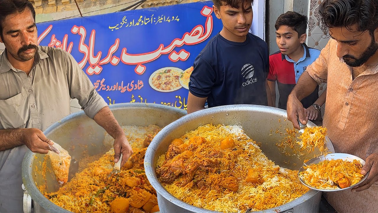 Super Fast Workers Selling 5000 KG Biryani. Non-Stop Speed Guys Serving Chicken. Biryani Street Food