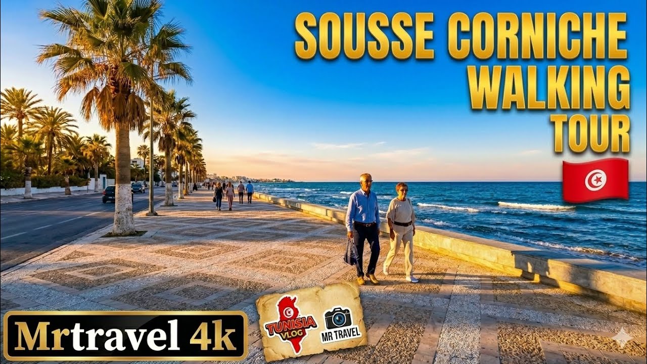 SOUSSE CORNICHE Walking Tour 🚶&zwj;♂️🇹🇳 | Beautiful Beach Vibes 4K