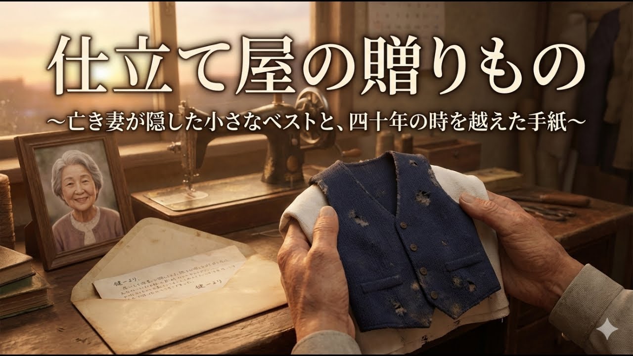 【朗読】仕立て屋の贈りもの ～亡き妻が隠した小さなベストと、四十年の時を越えた手紙～　｜睡眠導入・心温まる短編小説