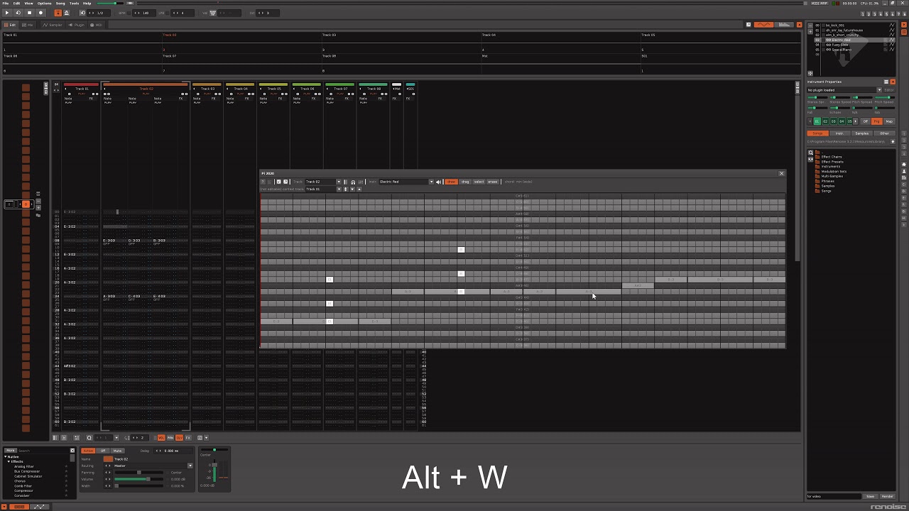 Work in progress: Piano roll for Renoise ver. 2020