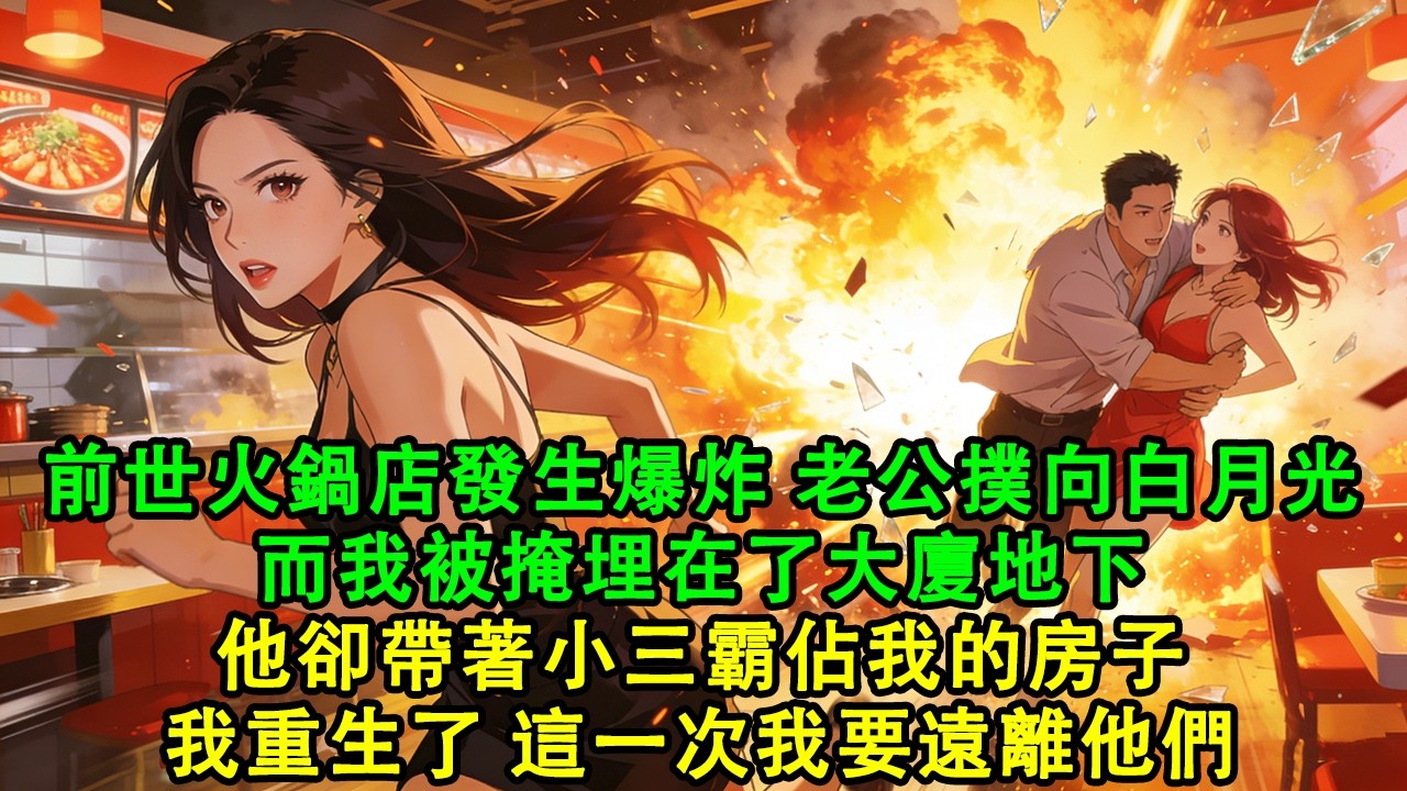 【完結爽文】上一世，隔壁火鍋店發生爆炸，老公瞬間撲向白月光，而我被掩埋在了大廈地下，他卻帶著小三霸佔我的房子。我重生了，這一次我要遠離他們#故事 #重生 #爽文 #重生故事 #情感 #小說 #完結