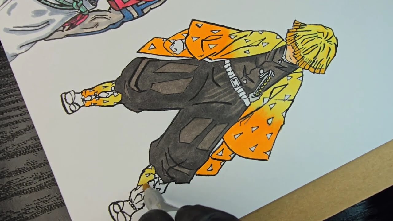 How to Draw DEMON SLAYER Zenitsu Art Colouring 