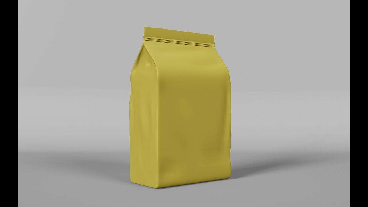 Tutorial blender untuk pemula ke 18 - Cara membuat mockup kemasan ( pouch ) kopi di Blender 2.93.1