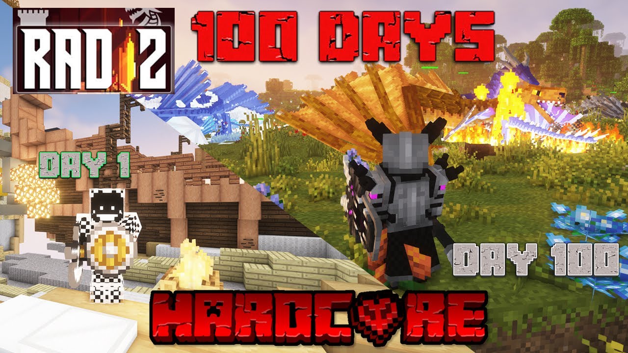 I Survived 100 Days In Hardcore RAD 2 Minecraft