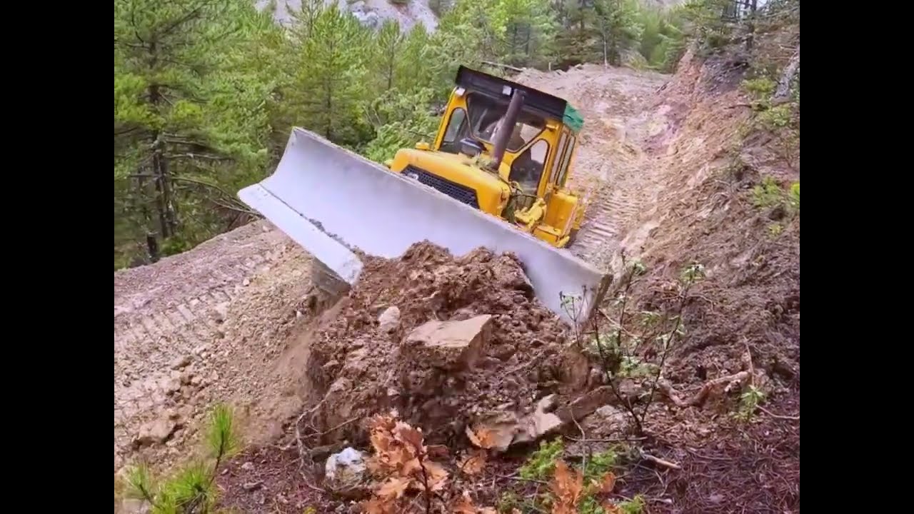 New Opening Operation! Professional Bulldozer Operator Clearing Rocky Soil on Steep Mountain Terrain