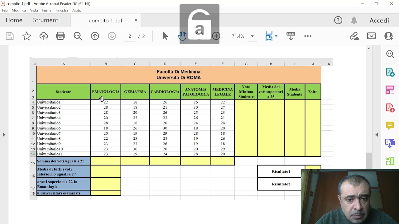 Excel lezione 10 - esercizio: funzioni somma.se, conta.se, media.se, se, form condiz, menù tendina
