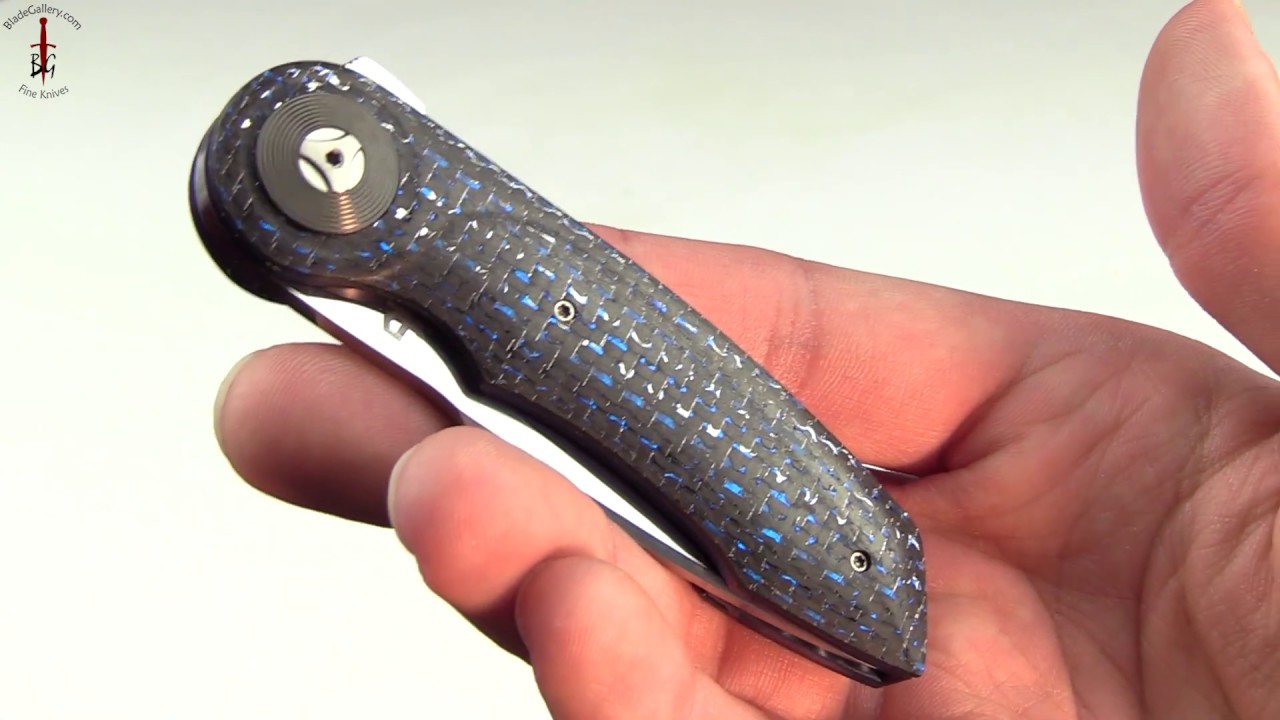 Gold Mini Flipper with Blue/Silver Carbon Fiber and Zirconium Pivot Collar (IKBS)