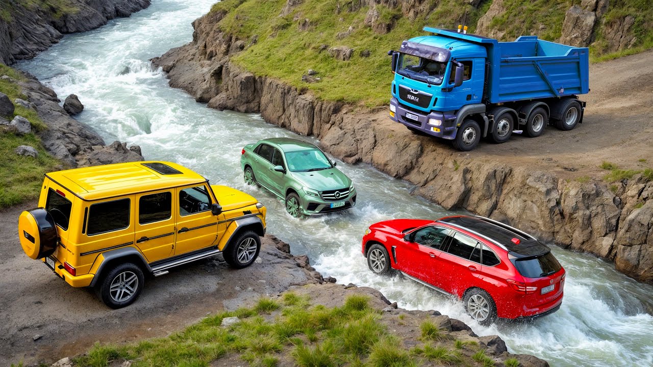Cars vs Fast Flowing River Challenge in BeamNG.Drive 2025!