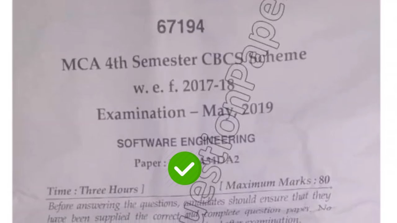 [2018] Mdu MCA 4th Sem Software Engineering Question Paper | Techbr Hindi