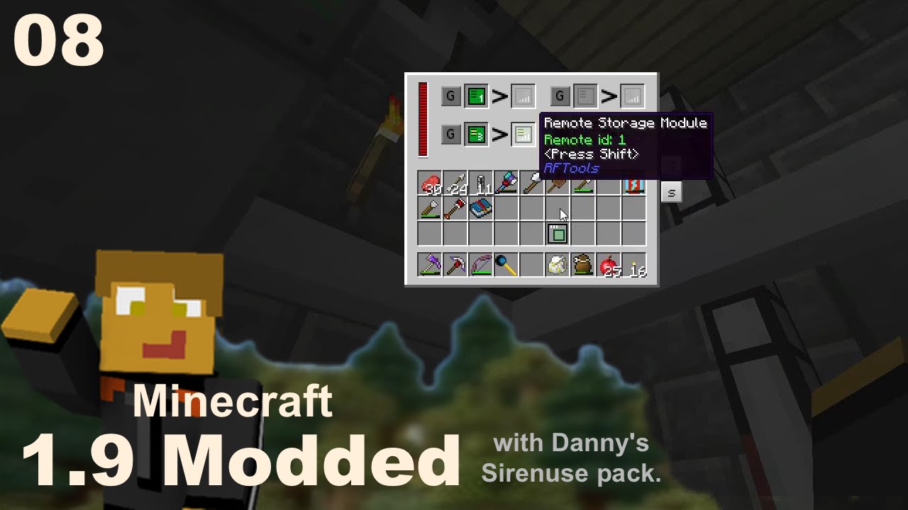 Modded 1.9 - E8 - RF Tools Quarry (Builder) & Remote Storage
