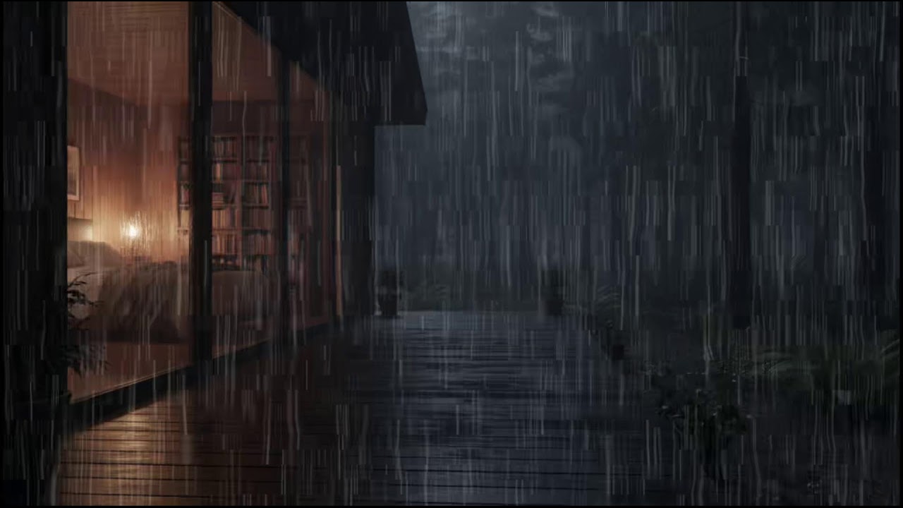 Rainy Night in a Forest Cabin 🌲 | Soft rain ambience with steady rain sounds for deep relaxation