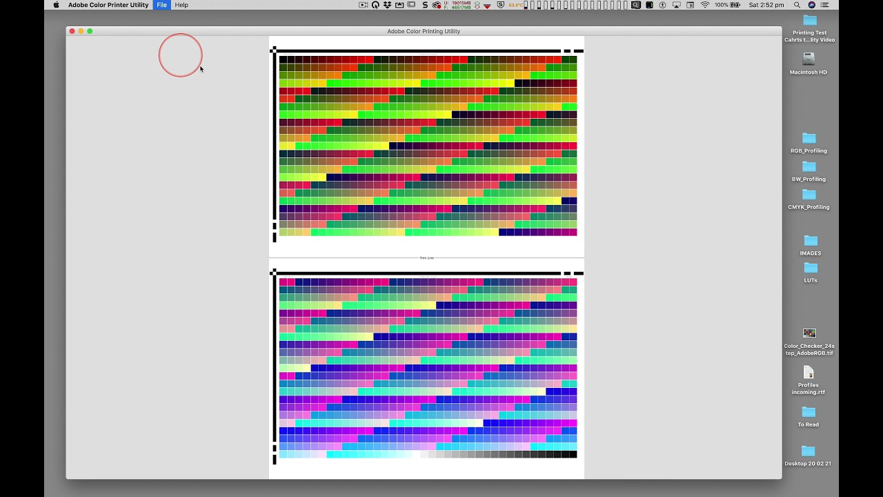 Printing Test Charts through the Adobe Color Printer Utility