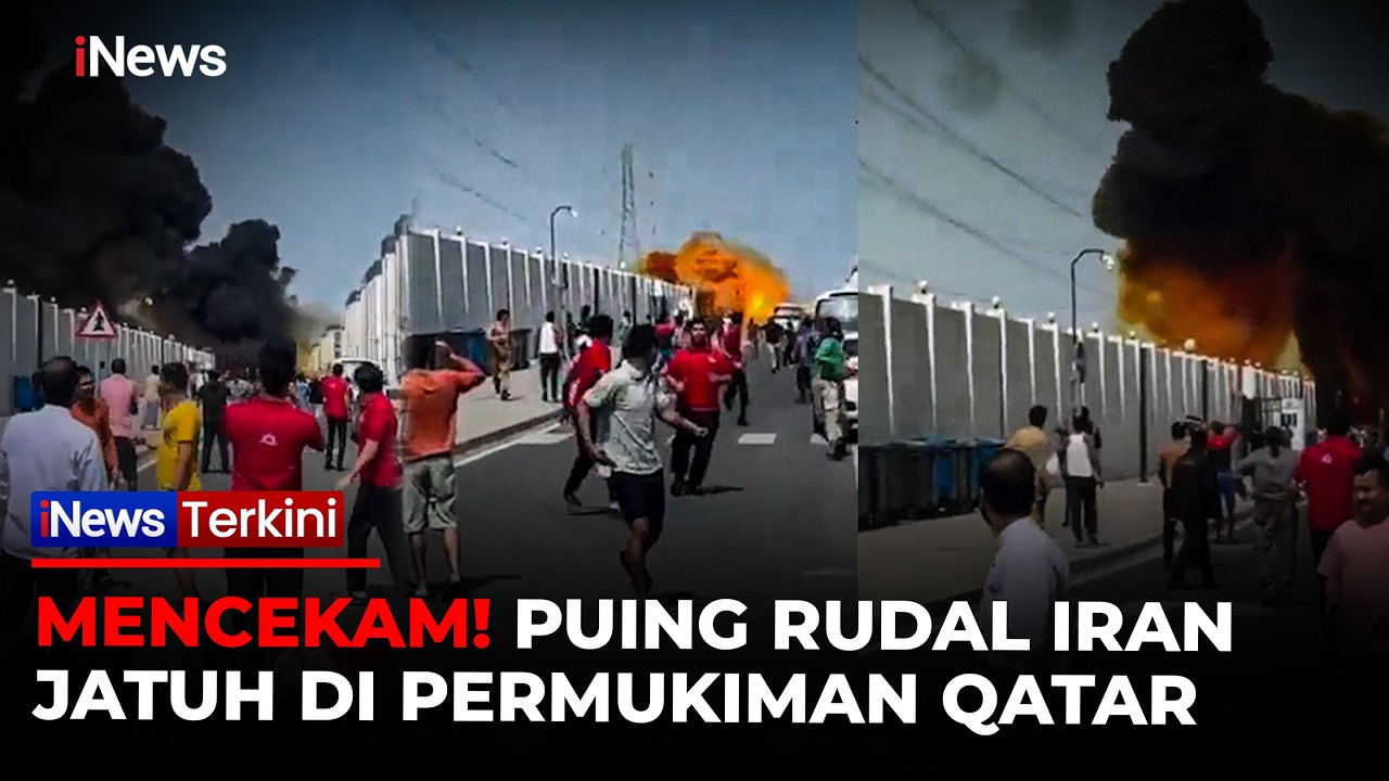 Detik-detik Pecahan Rudal Iran Jatuh di Qatar, Warga Panik Berhamburan | iNews Terkini
