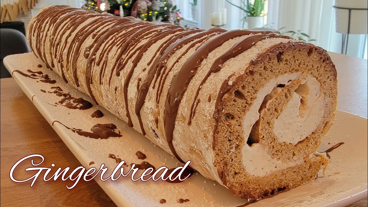 Вкусный рождественский рецепт рулета из имбирного пряника