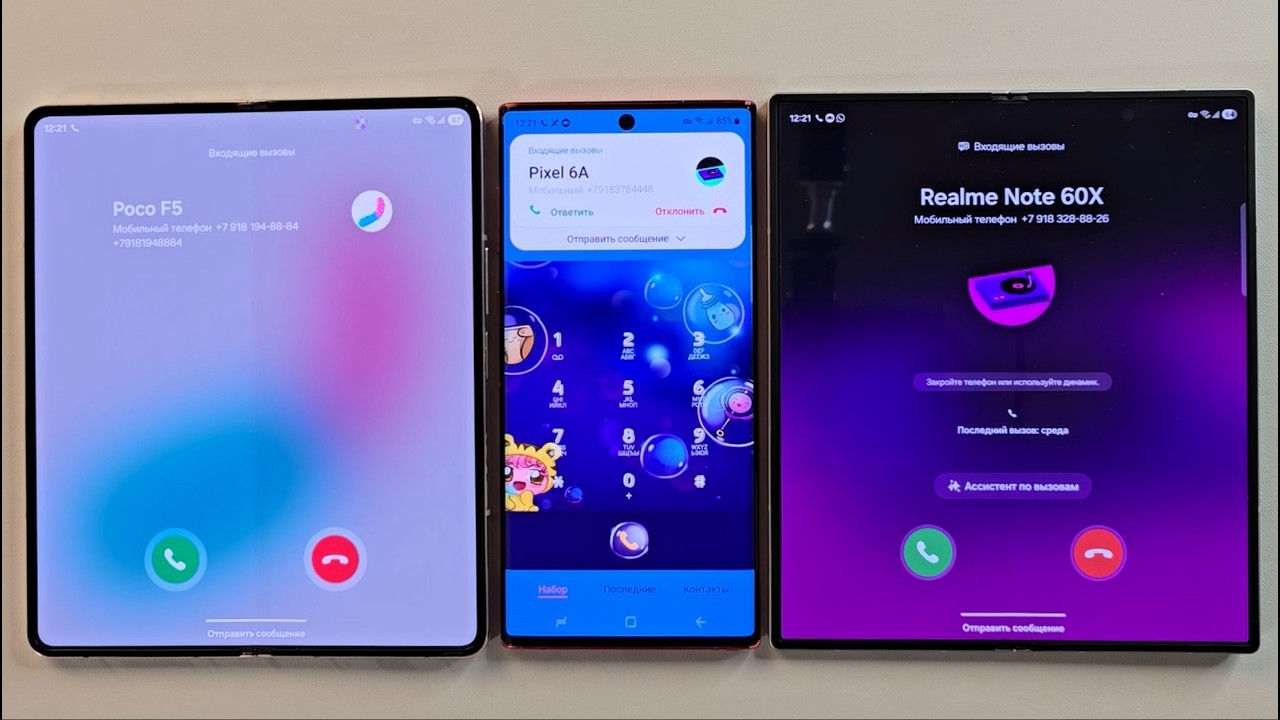 Three Samsung Galaxy Z Fold6 Samsung Galaxy Note10 Samsung ZFold4 Incoming call&Outgoing call