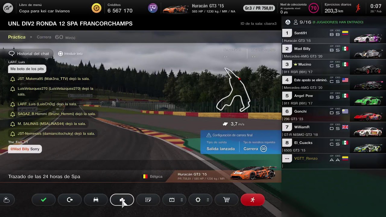 UNL DIV  2 GT3 RONDA 12 SPA FRANCORCHAMPS