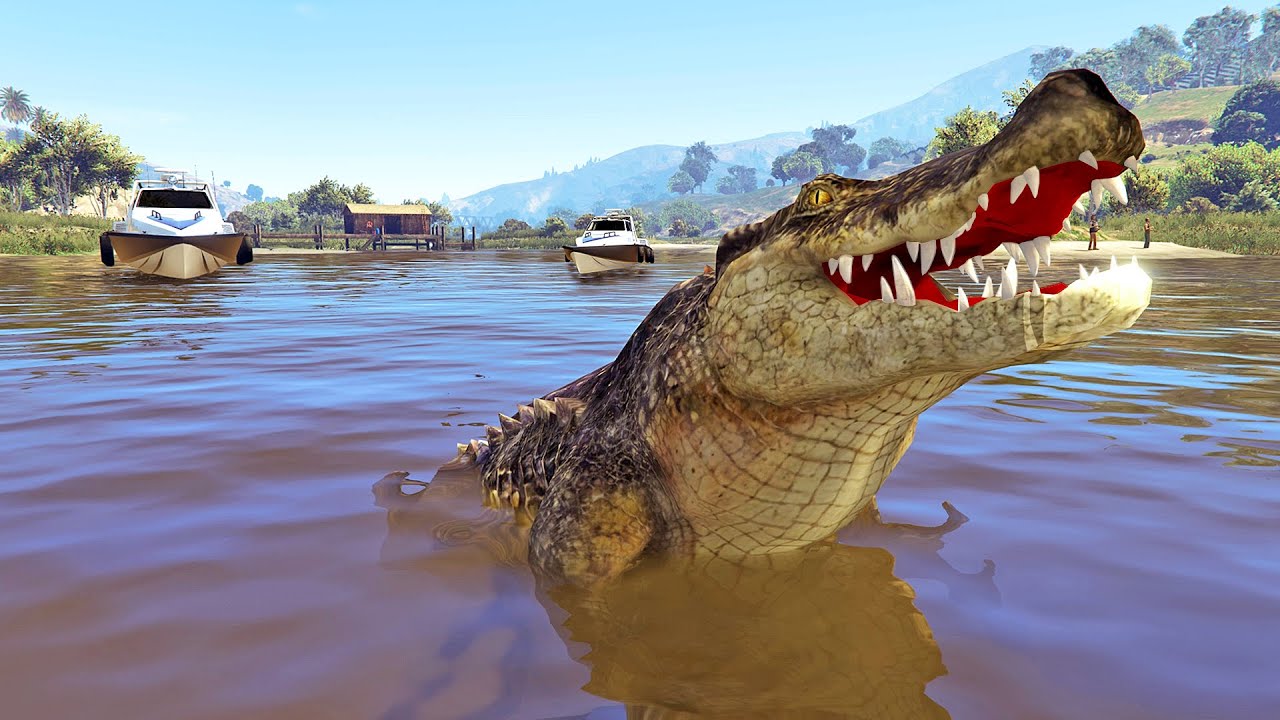 قراند 5 : اللعب بالتمساح العملاق | GTA V Playing as a CROCODILE