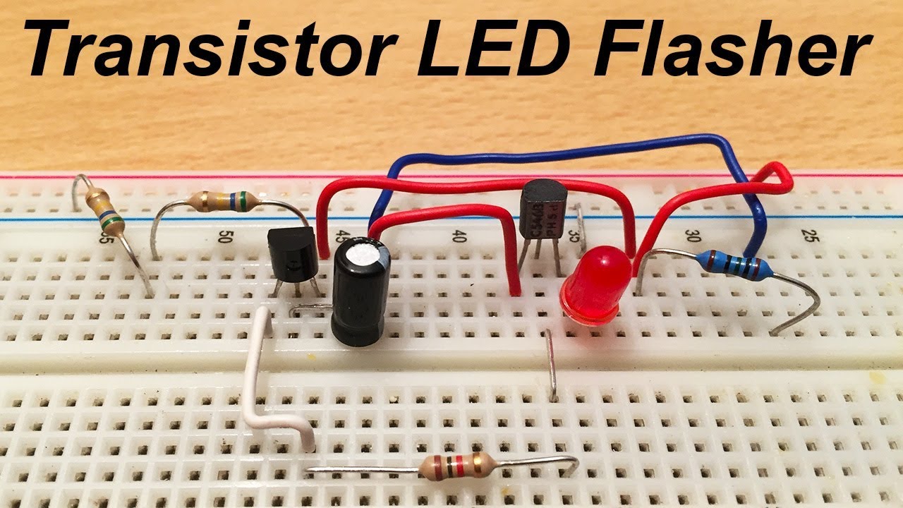 Transistor flashing LED with BC547 and BC557