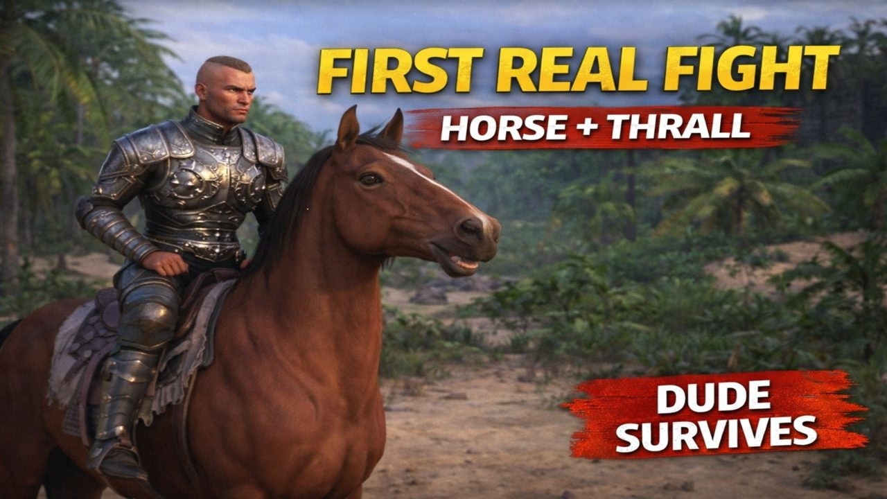 Conan Exiles Gameplay – First Real Combat With Our Horse & Thrall | Survival Progression Ep 3