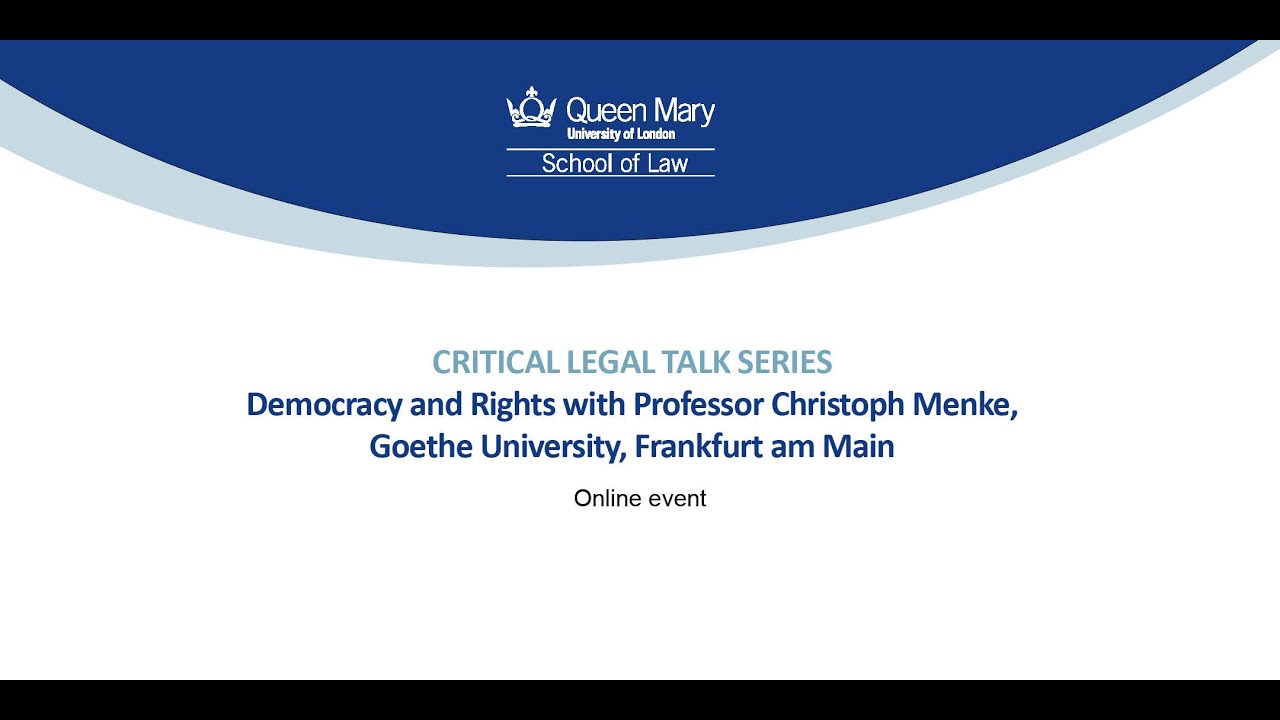 Democracy and Rights with Professor Christoph Menke, Goethe University