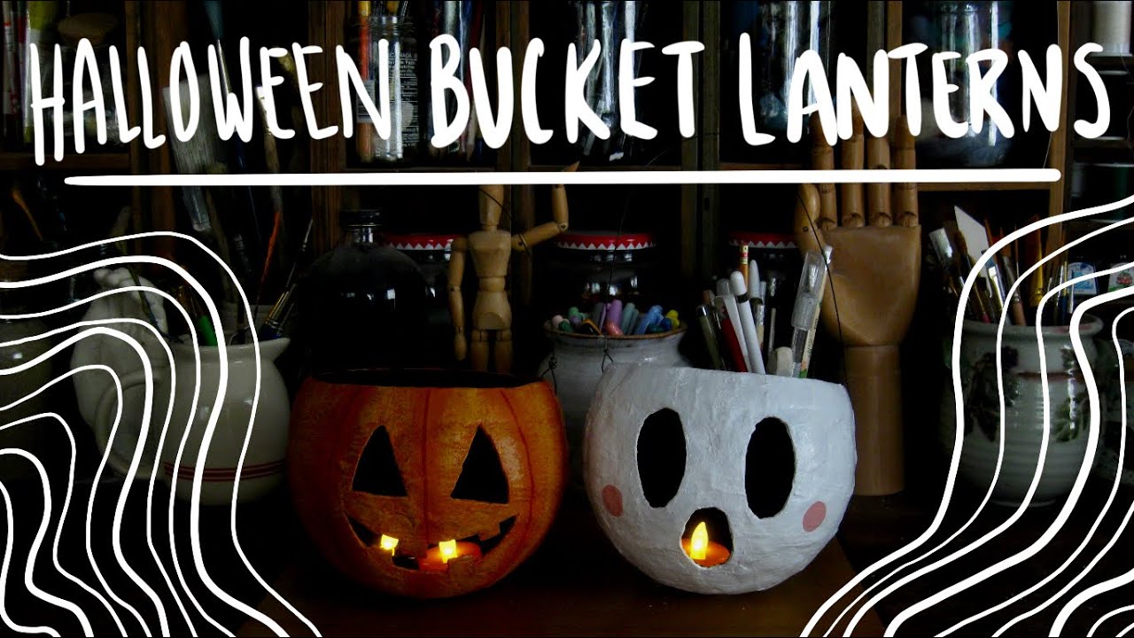 Making Halloween Bucket Lanterns | Paper Mache | Creepy Crafts