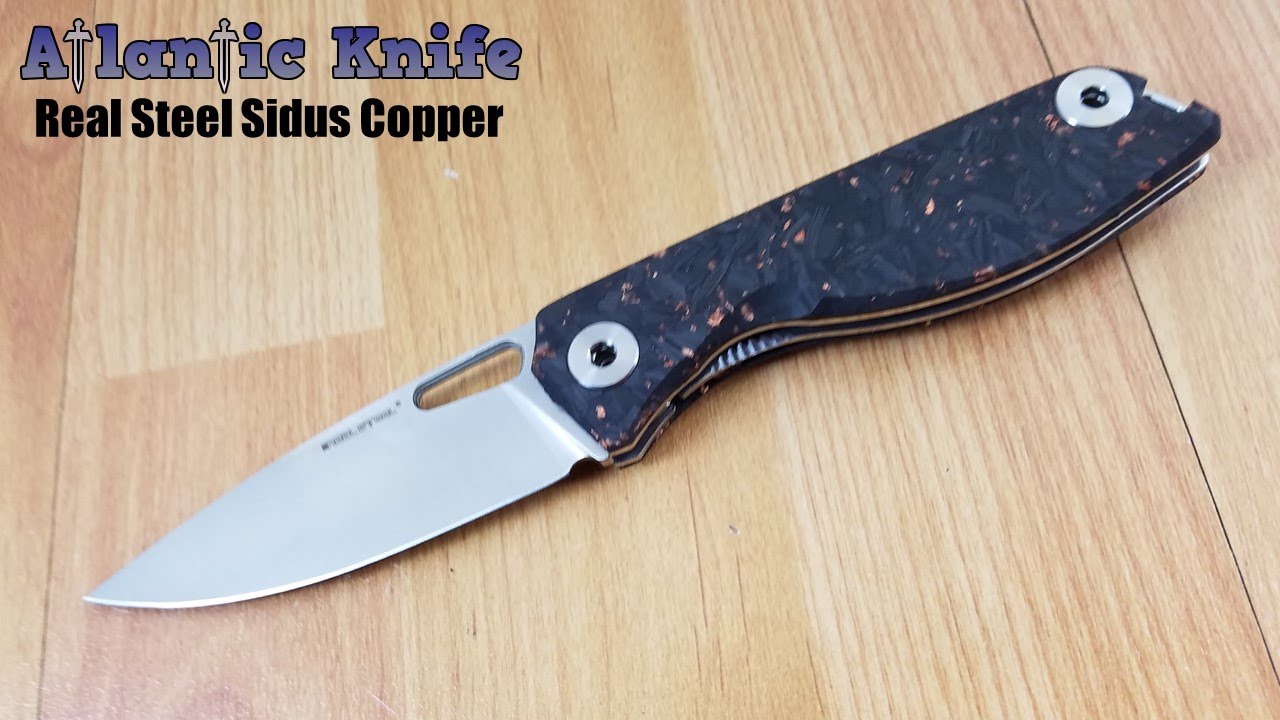 REAL STEEL SIDUS SHRED COPPER CARBON FIBER SHRED D2 FOLDING POCKET KNIFE 7463