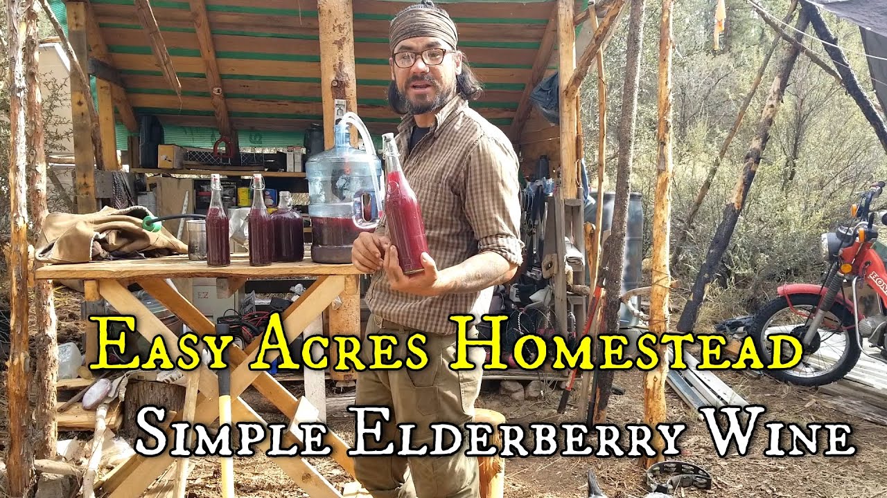 Easy Acres Homestead - Simple Elderberry Wine, from Berry to Bottle (Wild Foraged, Start to Finish!)