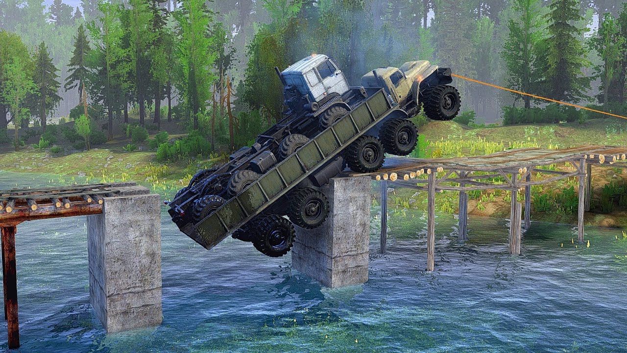 Самый СТРАШНЫЙ старый мост, которого боятся водители - Spintires Mudrunner 2018