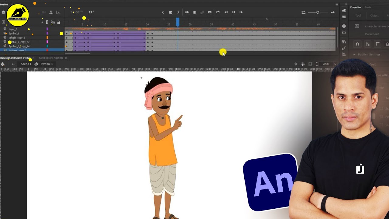 How To Animate A Character In Adobe Animate | 2d Cartoon Animation Step By Step @LearnAnimationHindi