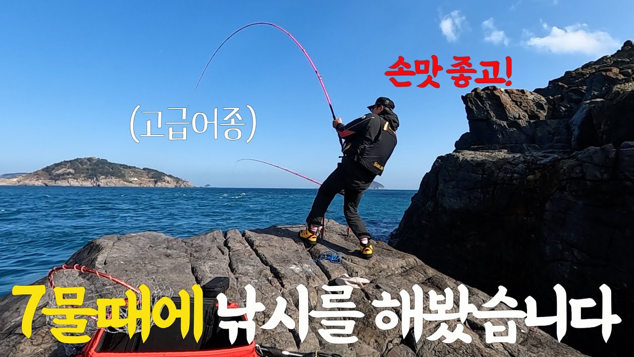 7물때에 갯바위 원투 낚시를 해보았더니?! 손맛도 좋고 고급어종이 나오네요!
