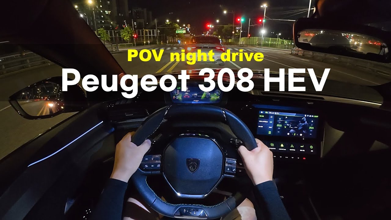 2025 Peugeot 308 Smart Hybrid POV night drive