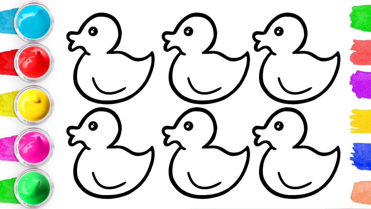 ( Animals ) Duck Drawing With Coloring