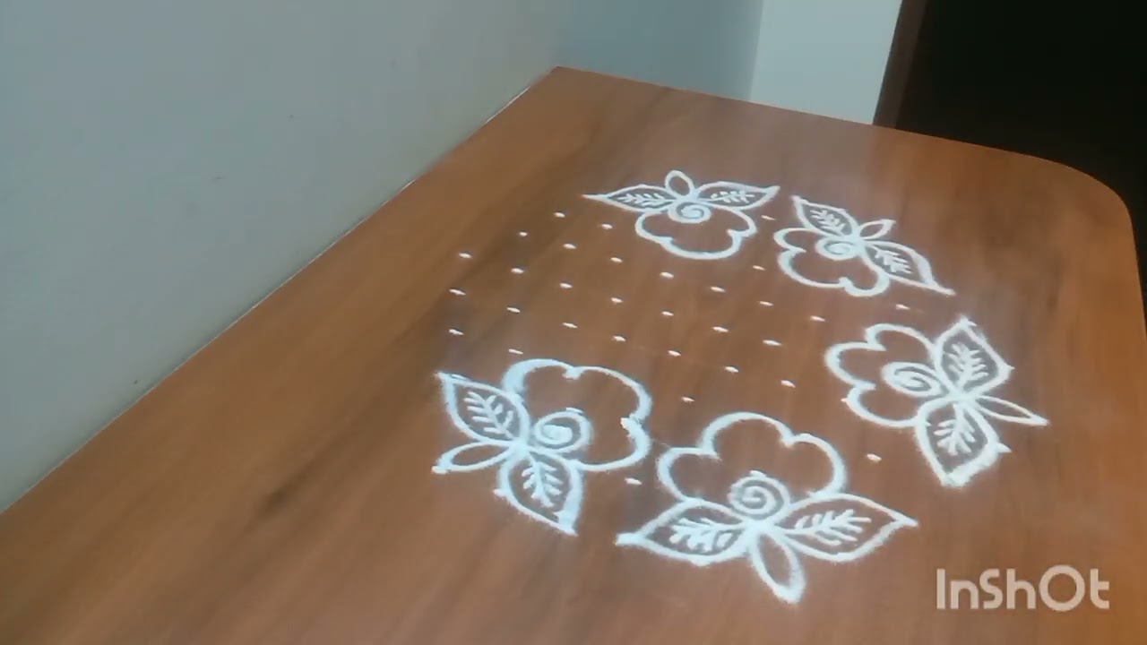 Flower rangoli ll simple rangoli for festival & for daily @easyrangoli@Suryadailyrangolidesigns 