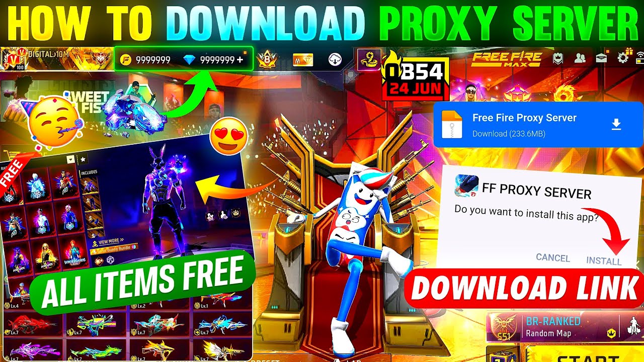 HOW TO DOWNLOAD PROXY SERVER IN FREE FIRE, HOW TO USE PROXY SERVER IN FREE FIRE, VIP PROXY SERVER