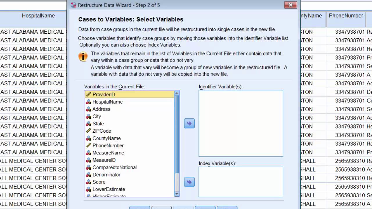 Restructure SPSS data from long to wide format