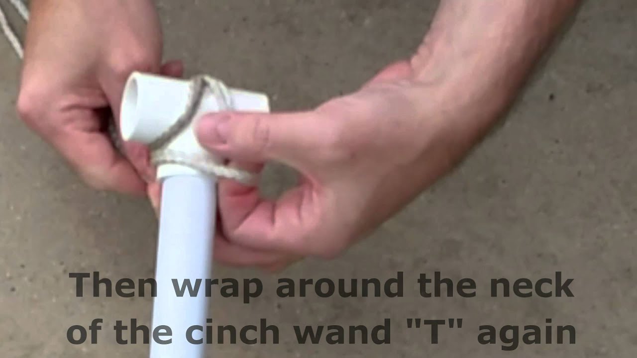 Step 10a:  HAIL PROTECTOR Cinch Wand Knot in slow mo and stop action