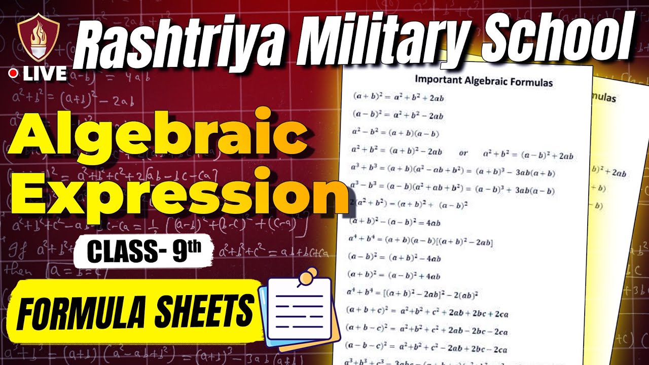 Maths Class 9 Algebraic Expression and Identities | Military School | Sainik School Mathematics