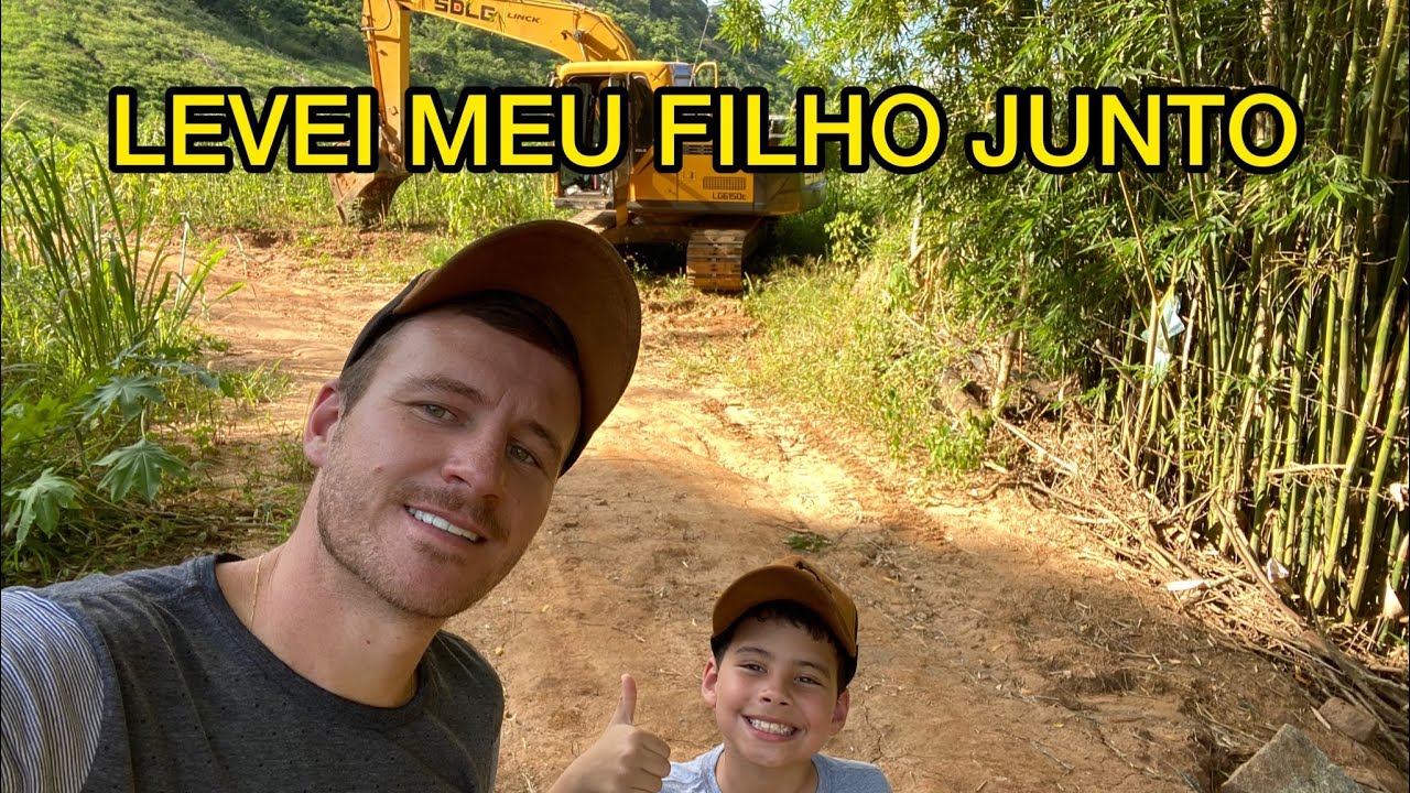 TRANSPORTANDO A ESCAVADEIRA+LEVEI MEU FILHO JUNTO