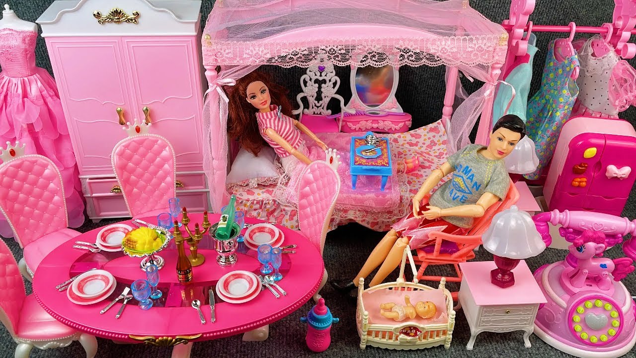16 Minutes Satisfying with Unboxing My Fancy Life Pink Furniture Play Set Review Toys | ASMR