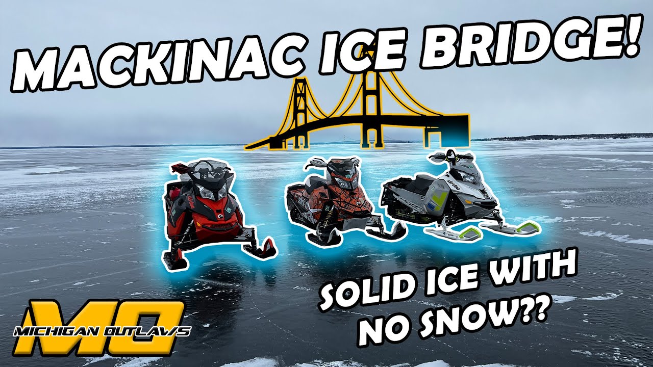 Snowmobiling Across the Ice Bridge to Mackinac Island!