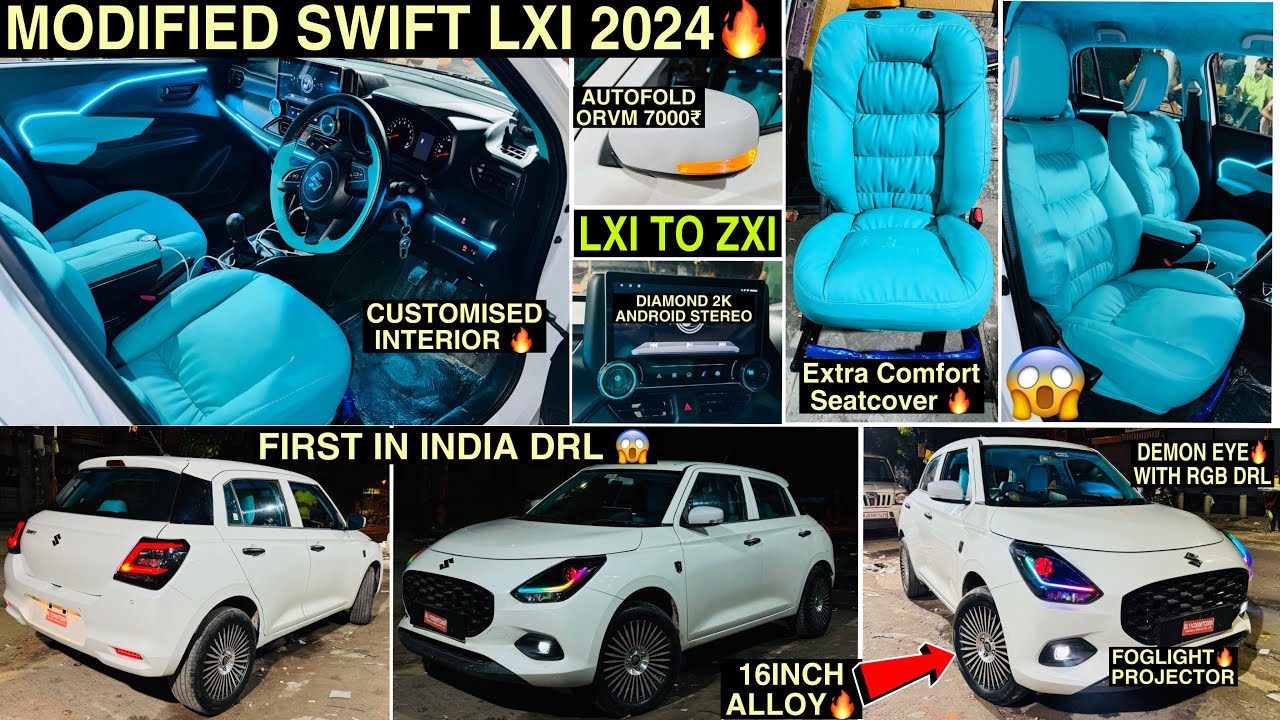 Swift modified 2024🔥swift lxi to zxi🔥swift Headlight DRL 🔥swift alloy🔥swift 2024