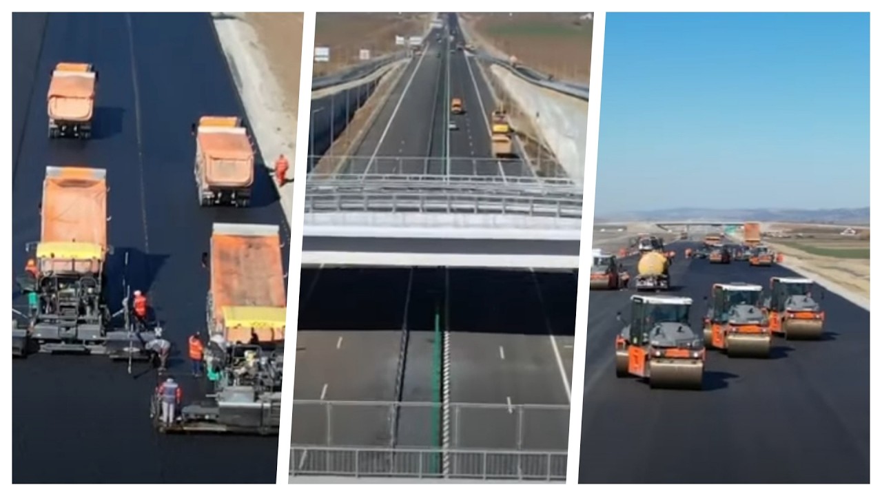 Asfalt pe ultimii kilometri ai lotului 2 din Autostrada Moldovei între Focșani și Bacău