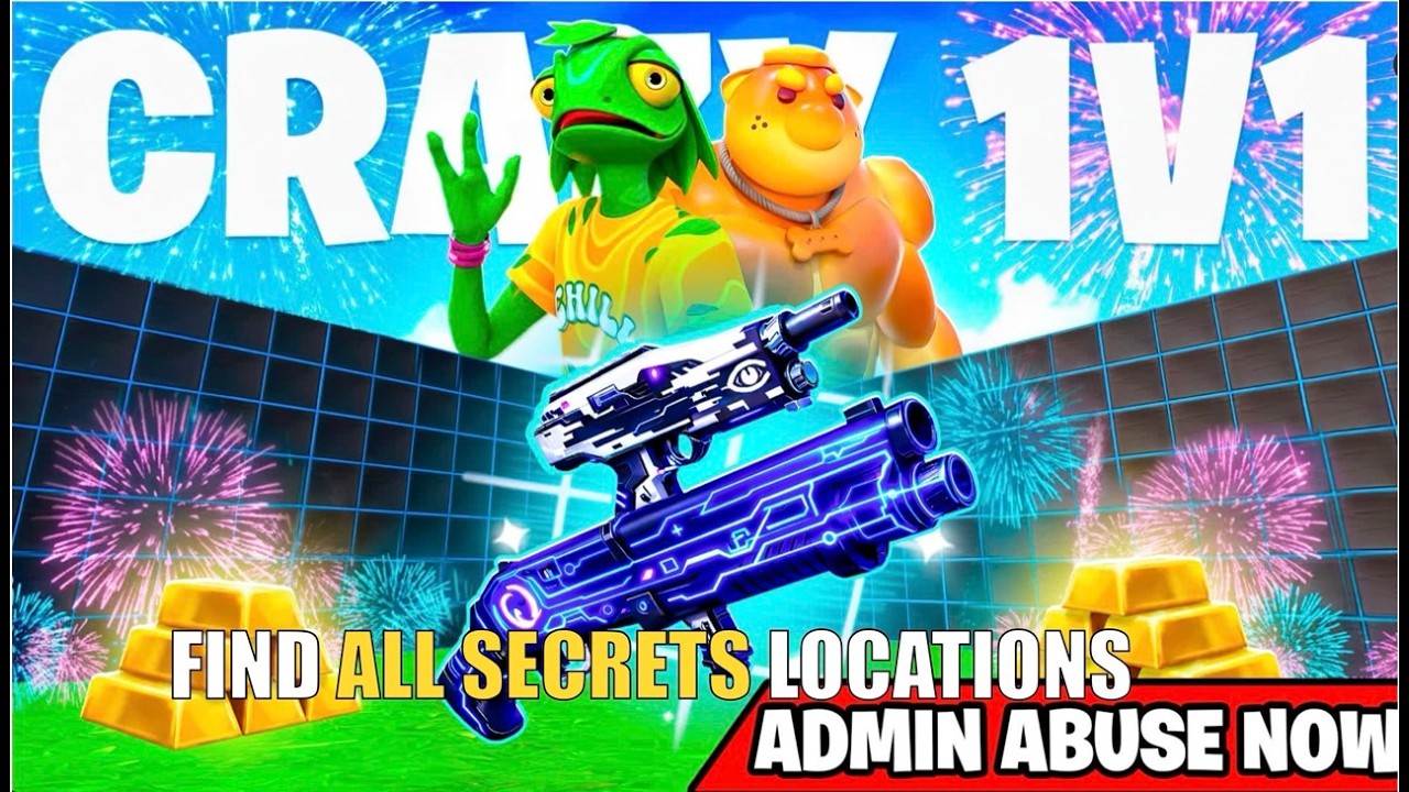 CRAZY 1V1 FFA ALL GUNS & RIDES MAP FORTNITE CREATIVE (PART 56) - FIND ALL NEW SECRETS LOCATIONS