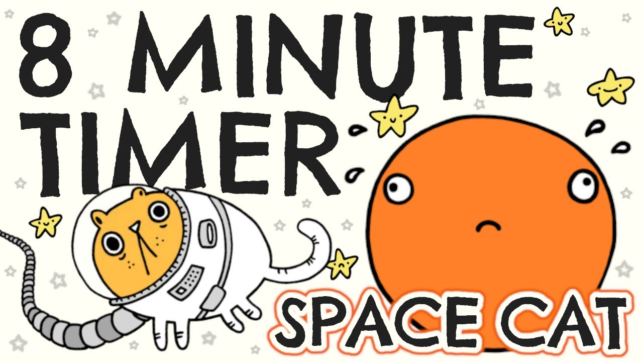 8 Minute Countdown Timer: Cartoon Space Cat with Supernova!