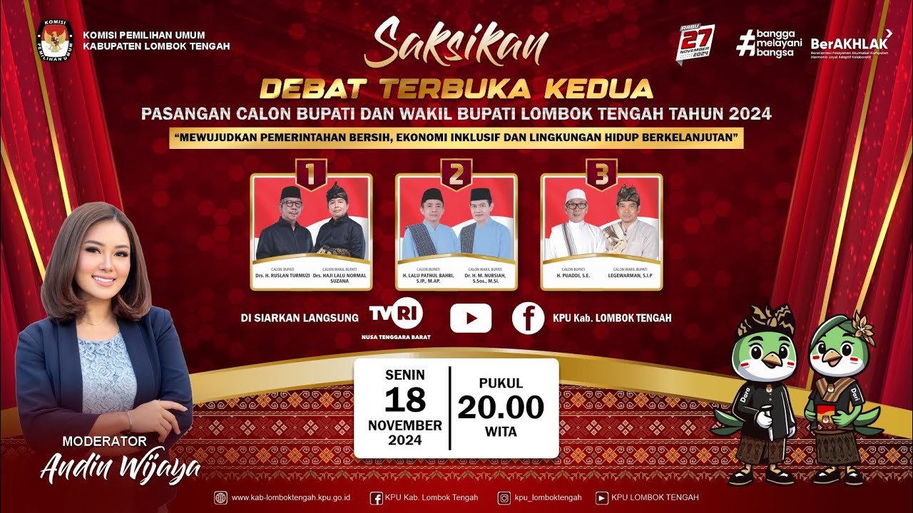 DEBAT TERBUKA KEDUA PASANGAN CALON BUPATI DAN WAKIL BUPATI LOMBOK TENGAH TAHUN 2024