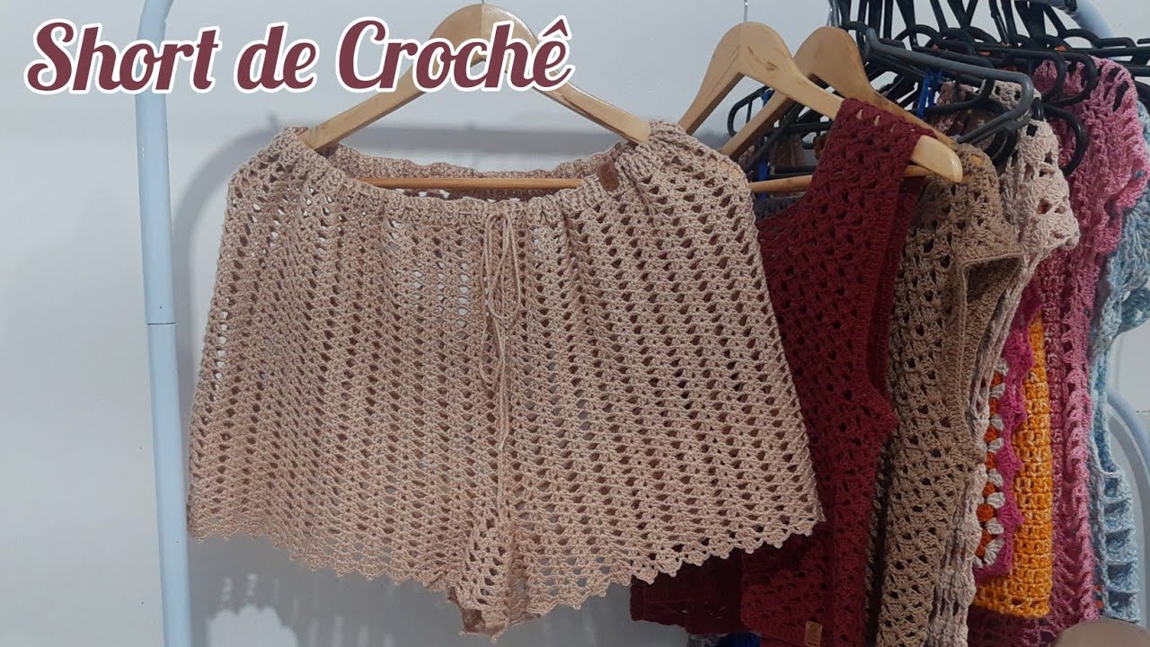 Short Saída de Praia de Crochê Do P ao GG passo a passo