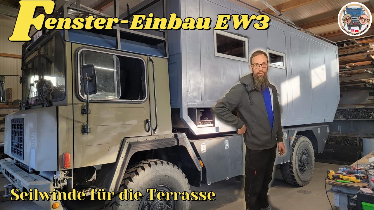 EW3 Fenster Einbau Saurer Expeditionsmobil Seilwinde für die Terrasse