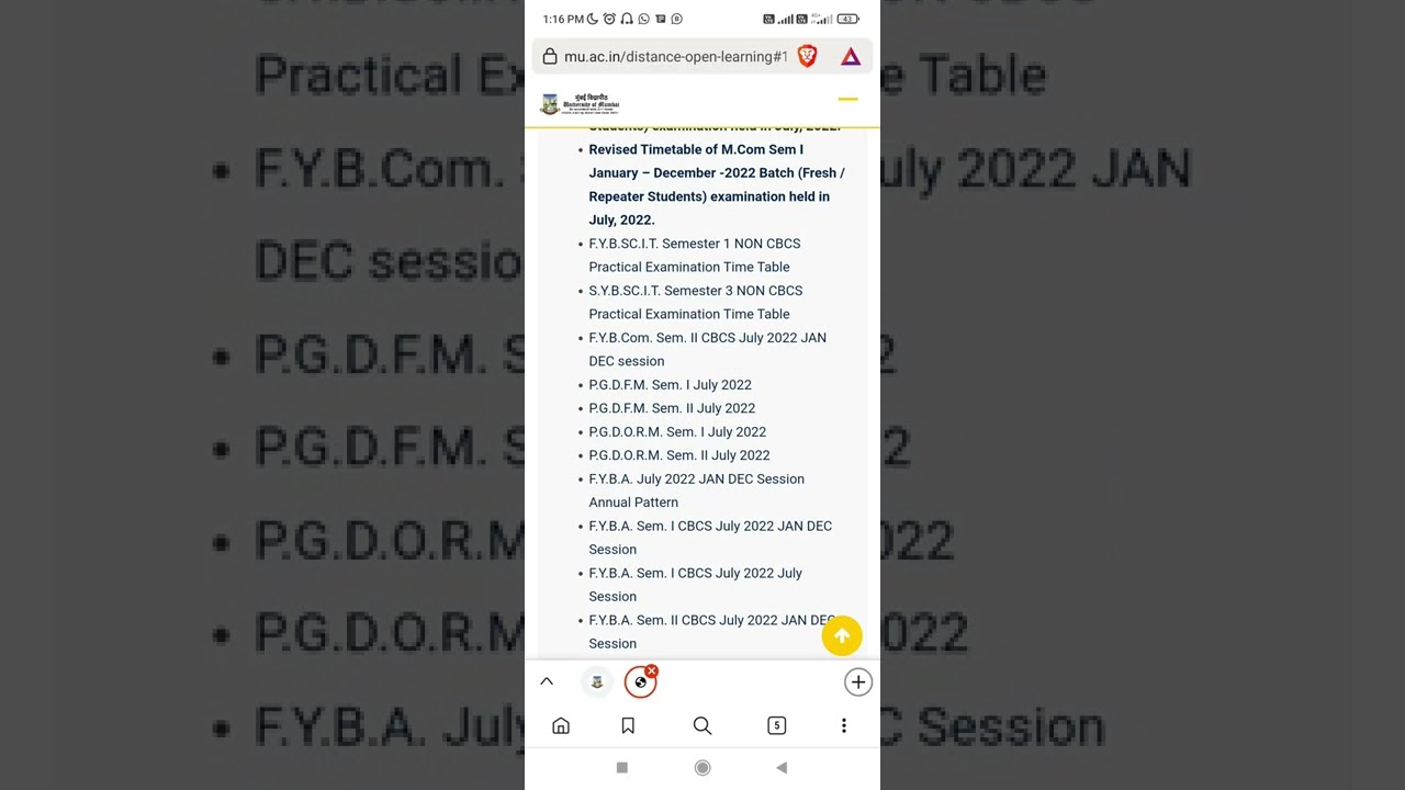 how to download IDOL exam time table? mumbai university 2022