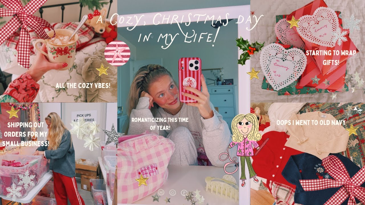 A COZY, CHRISTMAS DAY IN MY LIFE! shipping out orders, old navy trip bc duh, and wrapping presents!